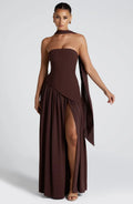 Maxi Dress Women Corset Bodice High Slit Formal