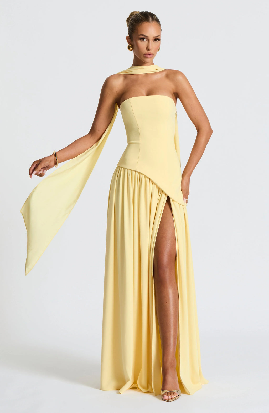 Maxi Dress Women Corset Bodice High Slit Formal