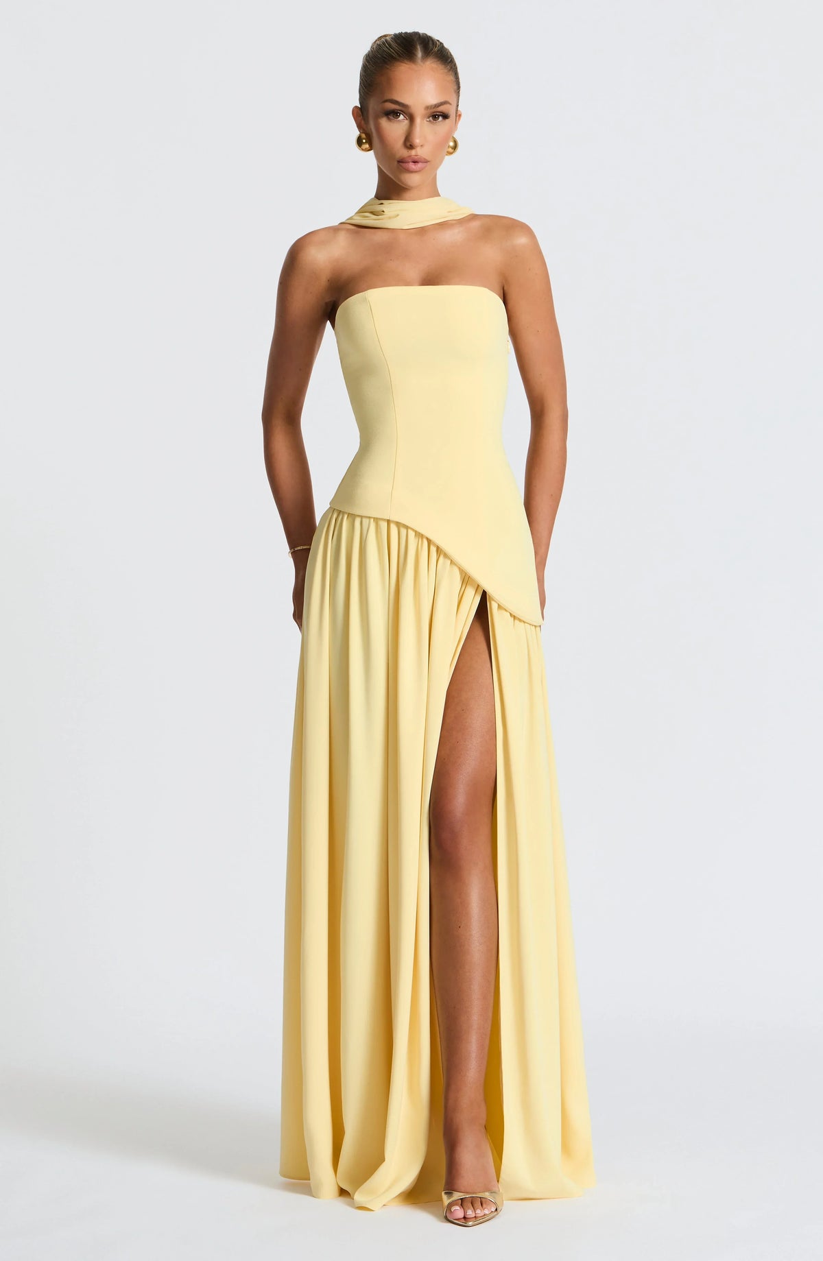 Maxi Dress Women Corset Bodice High Slit Formal