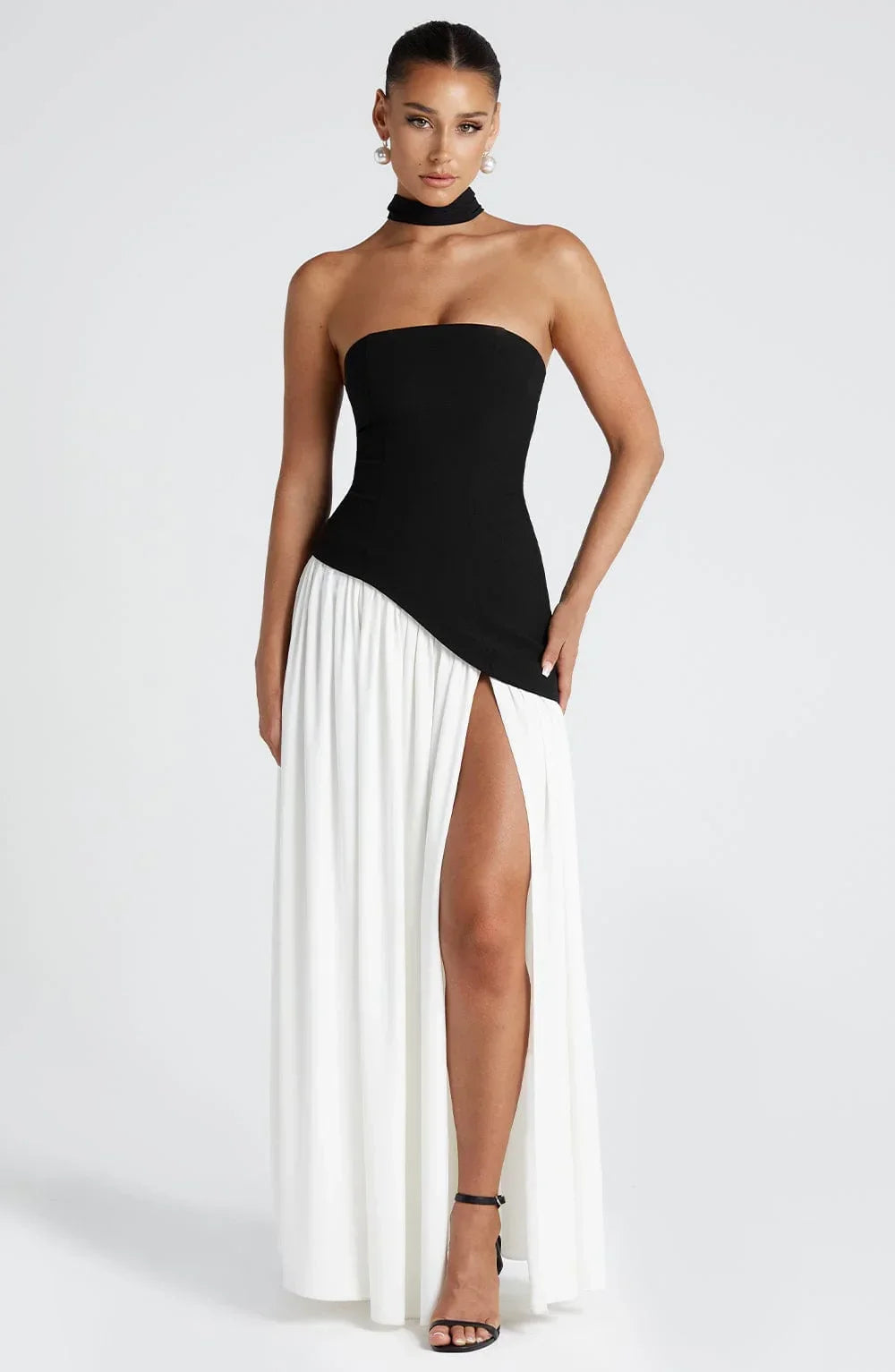 Maxi Dress Women Corset Bodice High Slit Formal