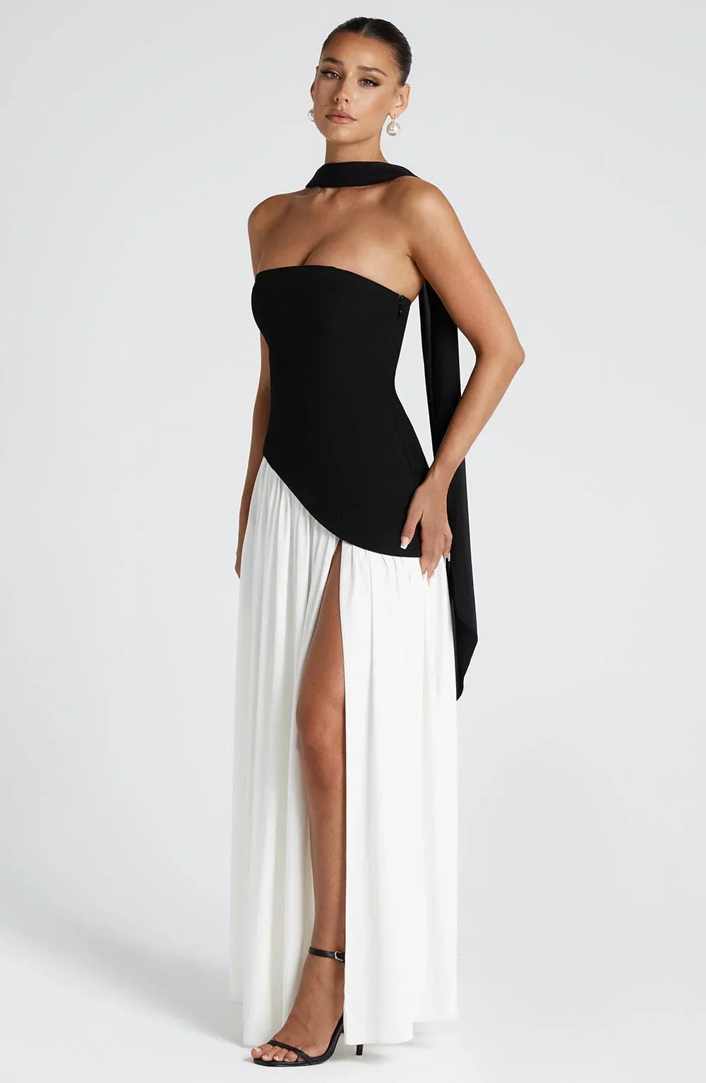Maxi Dress Women Corset Bodice High Slit Formal