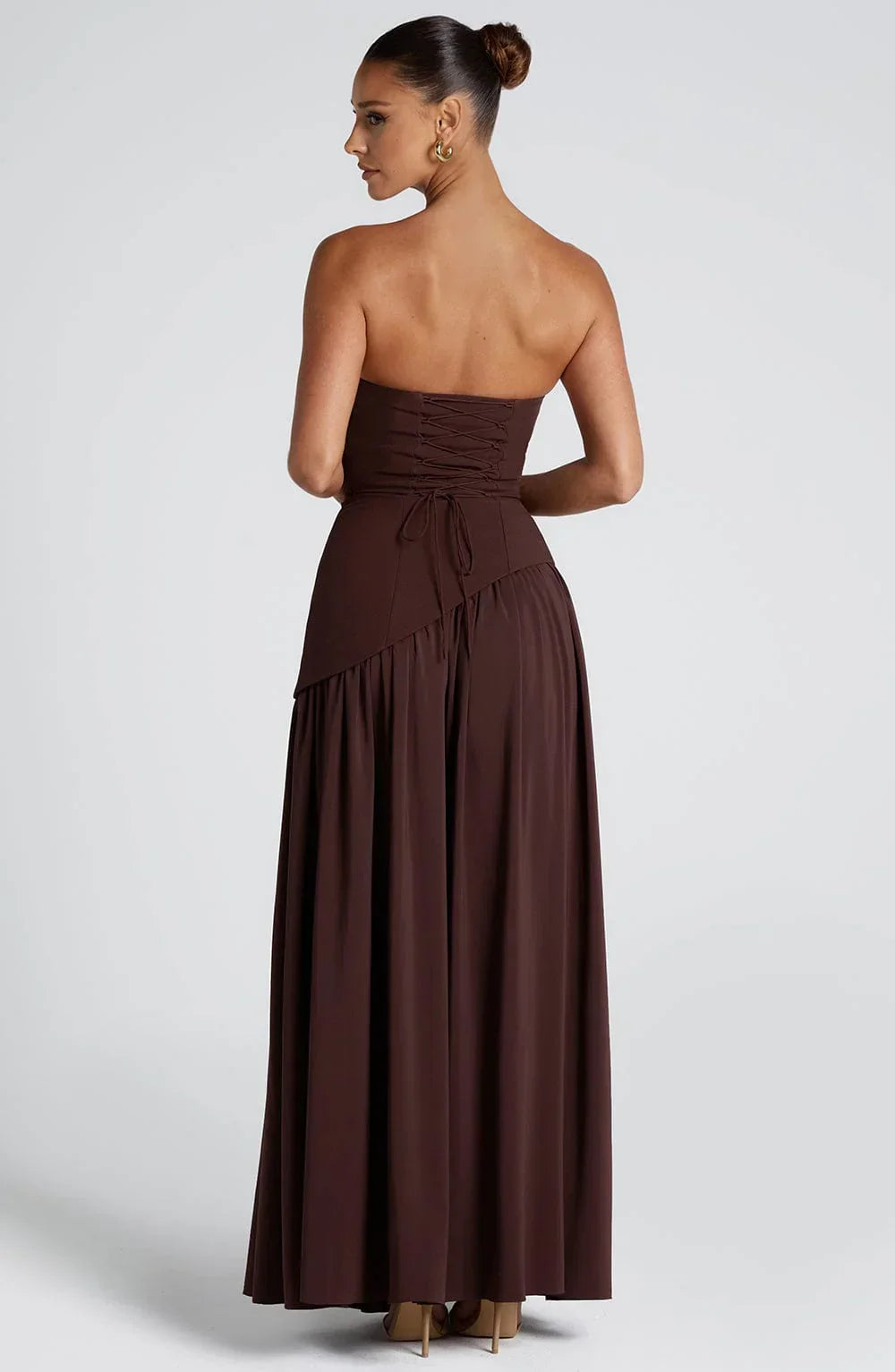 Maxi Dress Women Corset Bodice High Slit Formal