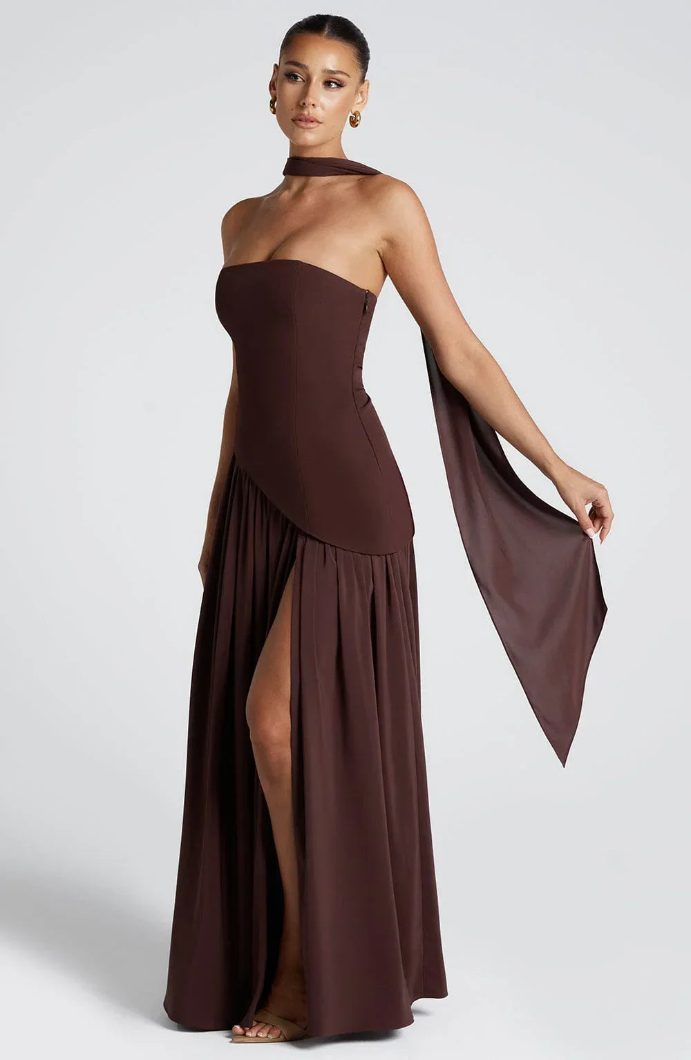 Maxi Dress Women Corset Bodice High Slit Formal