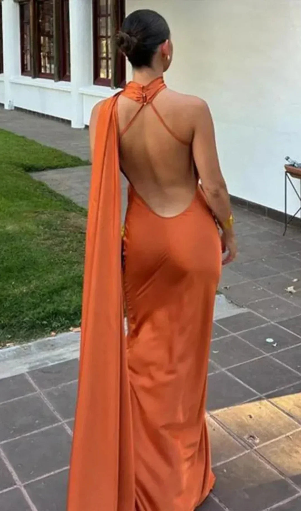 Women's Draped Maxi Dress Elegant One-Shoulder