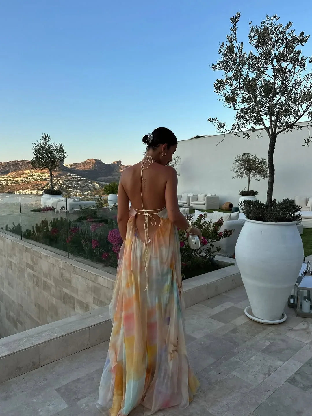 Women's Maxi Dress Printed Backless Summer Elegance