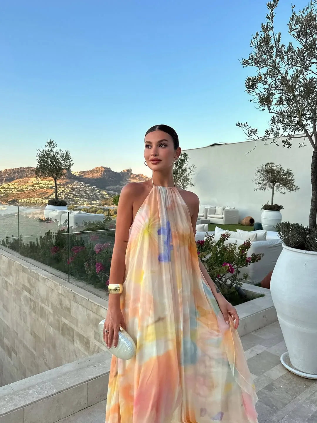 Women's Maxi Dress Printed Backless Summer Elegance
