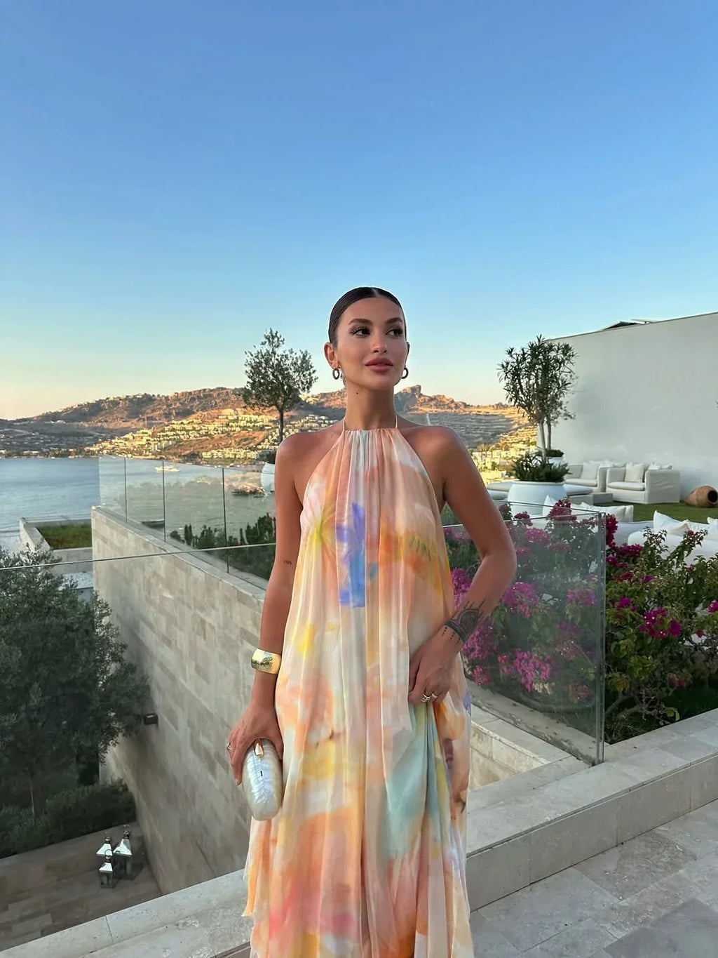 Women's Maxi Dress Printed Backless Summer Elegance