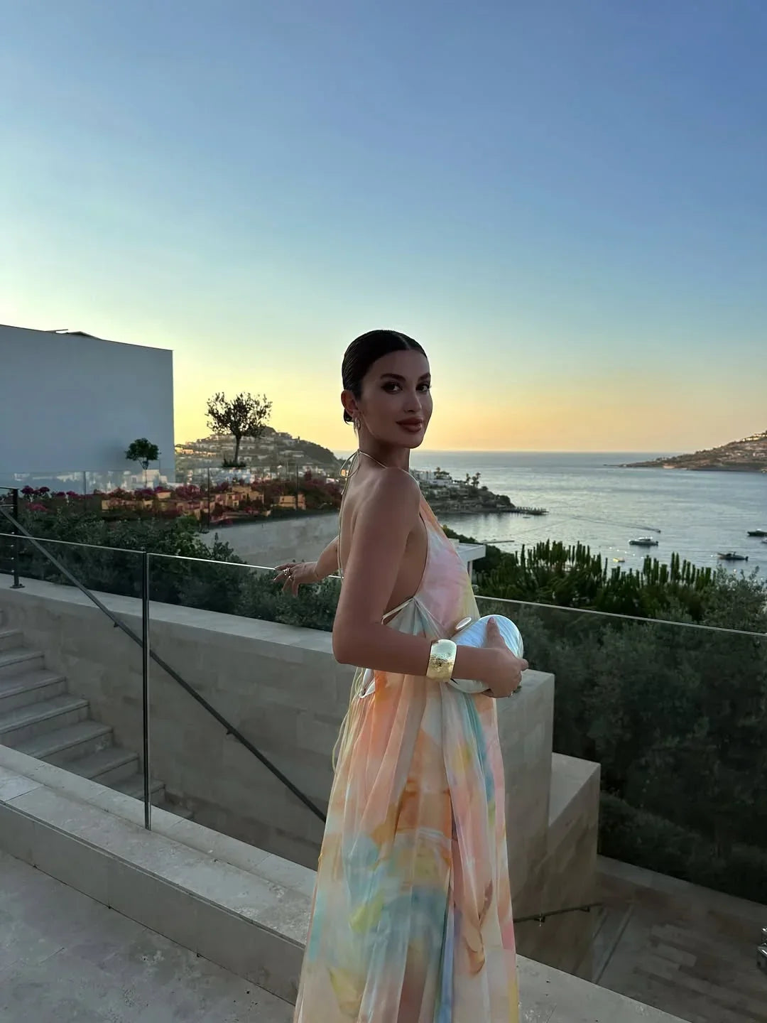 Women's Maxi Dress Printed Backless Summer Elegance